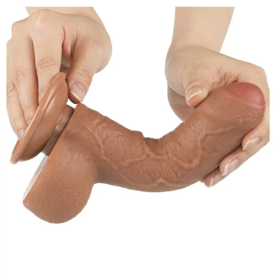 LoveToy – Sliding-Skin realisztikus világosbarna bőrös dildó (17,8 cm, 7")