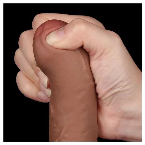 LoveToy – Sliding-Skin realisztikus világosbarna bőrös dildó (17,8 cm, 7")