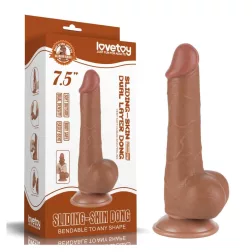   LoveToy – Sliding-Skin realisztikus világosbarna bőrös dildó (19 cm, 7,5")