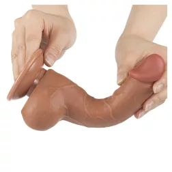   LoveToy – Sliding-Skin realisztikus világosbarna bőrös dildó (19 cm, 7,5")