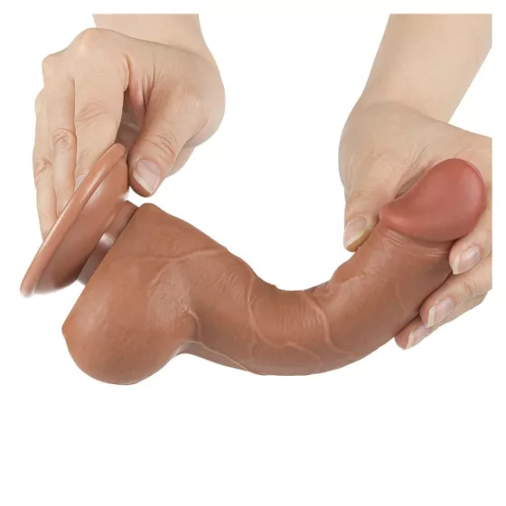 LoveToy – Sliding-Skin realisztikus világosbarna bőrös dildó (19 cm, 7,5")