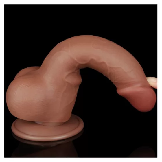 LoveToy – Sliding-Skin realisztikus világosbarna bőrös dildó (19 cm, 7,5")