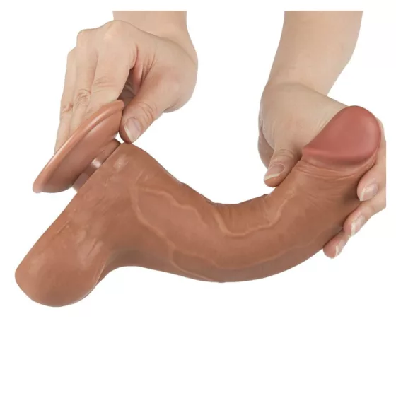 LoveToy – Sliding-Skin realisztikus világosbarna bőrös dildó (21,6 cm - 8,5")