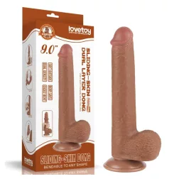   LoveToy – Sliding-Skin realisztikus világosbarna bőrös dildó (22,6 cm, 9")
