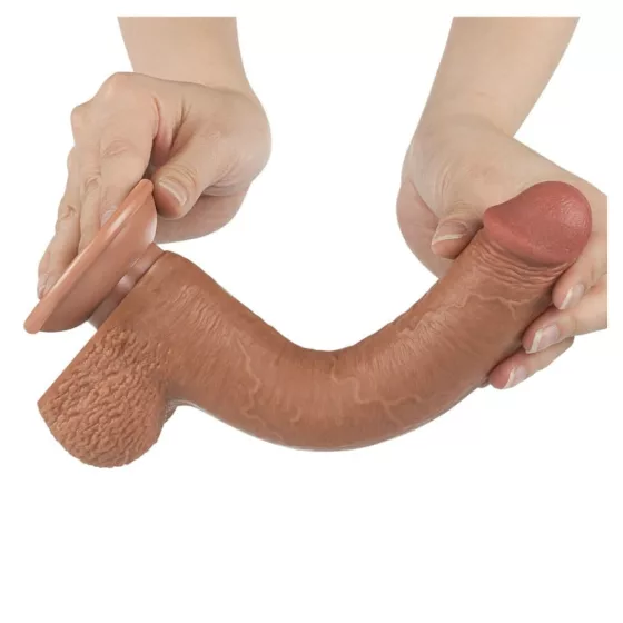 LoveToy – Sliding-Skin realisztikus világosbarna bőrös dildó (22,6 cm - 9")