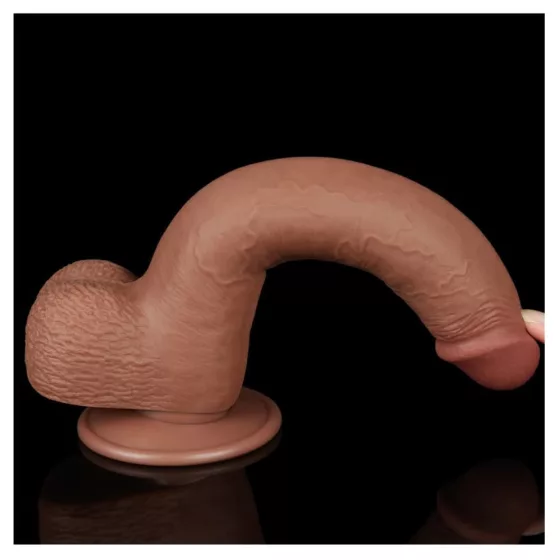 LoveToy – Sliding-Skin realisztikus világosbarna bőrös dildó (22,6 cm - 9")