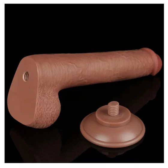 LoveToy – Sliding-Skin realisztikus világosbarna bőrös dildó (22,6 cm - 9")