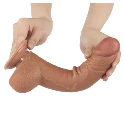   LoveToy – Sliding-Skin realisztikus világosbarna bőrös dildó (24 cm, 9,5")
