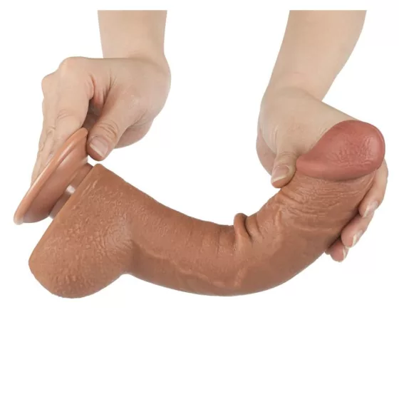 LoveToy – Sliding-Skin realisztikus világosbarna bőrös dildó (24 cm, 9,5")