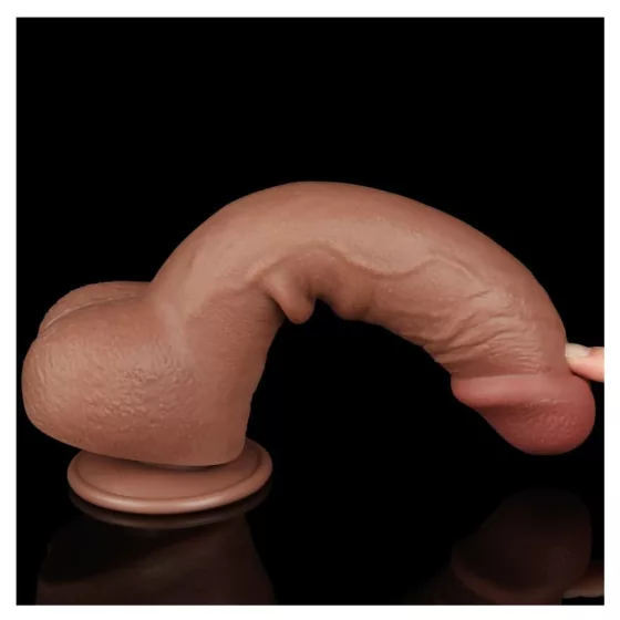 LoveToy – Sliding-Skin realisztikus világosbarna bőrös dildó (24 cm, 9,5")