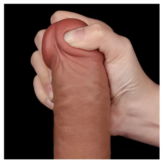 LoveToy – Sliding-Skin realisztikus világosbarna bőrös dildó (24 cm, 9,5")
