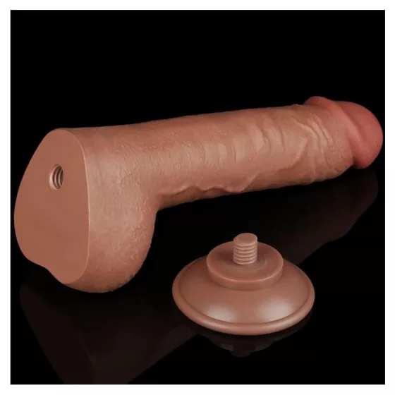 LoveToy – Sliding-Skin realisztikus világosbarna bőrös dildó (24 cm, 9,5")