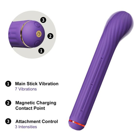 Otouch Magic Stick S1 Plus vibrátor + 4 db klitorisz izgató feltét (lila).