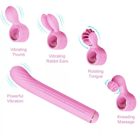 Otouch Magic Stick S1 Plus vibrátor + 4 db klitorisz izgató feltét (rózsaszín).