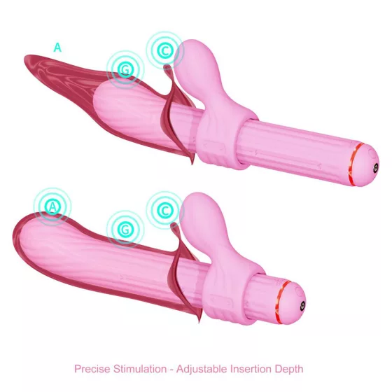 Otouch Magic Stick S1 Plus vibrátor + 4 db klitorisz izgató feltét (rózsaszín).