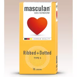   Masculan – Ribbed+Dotted redőzött, rücskös felületű óvszer (10 db)