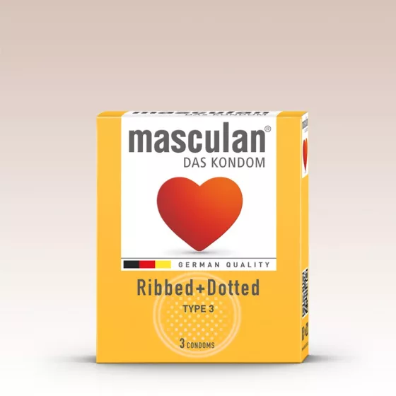 Masculan Ribbed+Dotted redőzött, rücskös felületű óvszer (3 db)