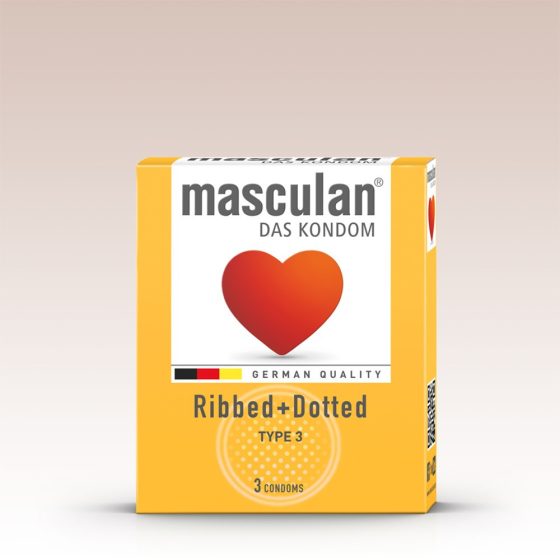 Masculan Ribbed+Dotted redőzött, rücskös felületű óvszer (3 db)