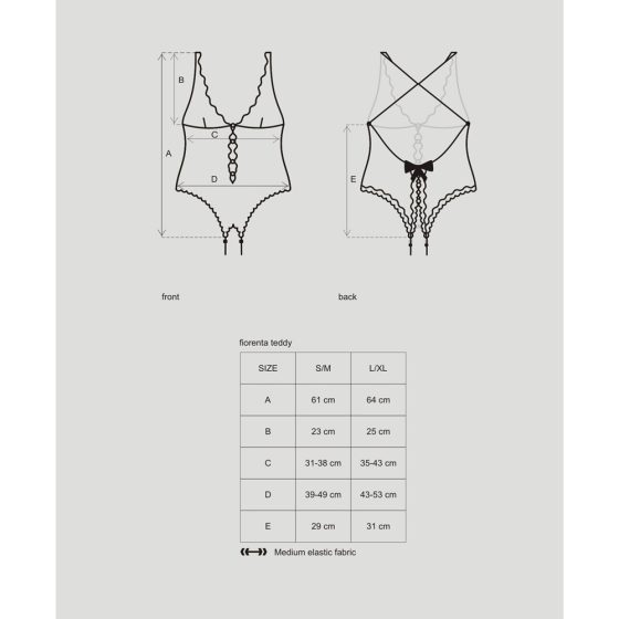 Obsessive Fiorenta nyitott body (fekete)