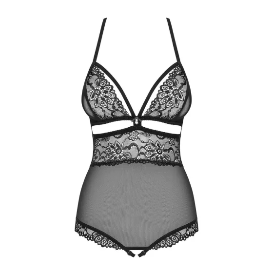 Obsessive 838-TED-1 alul nyitott teddy (fekete).