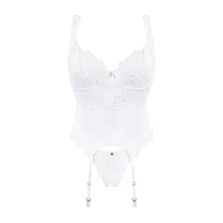   Obsessive Amor Blanco fűzős, harisnyatartós felső, alsóval (fehér)