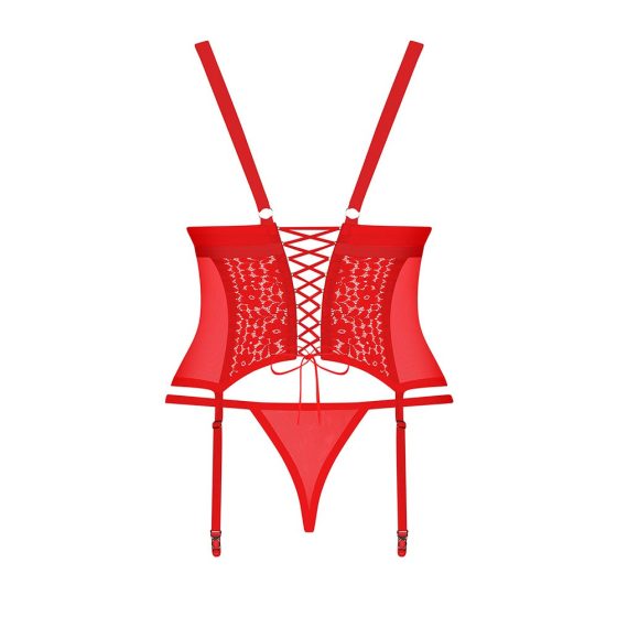 Obsessive Blossmina fűzős jellegű harisnyatartós felső és tanga.