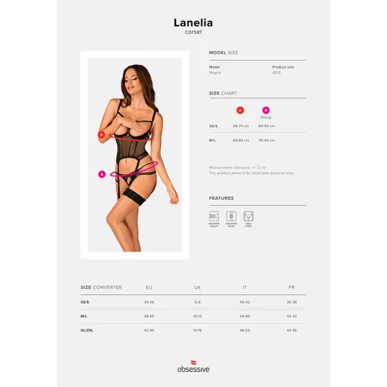 Obsessive Lanelia harisnyatartós, fűzős jellegű felső és tanga