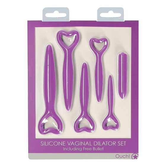 Silicone Vaginal Dilator Set 6 db-os hüvelytágító készlet, töltényvibrátorral