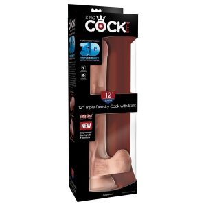 King Cock Plus Triple Density 12" tapadótalpas dildó herékkel (30 cm)