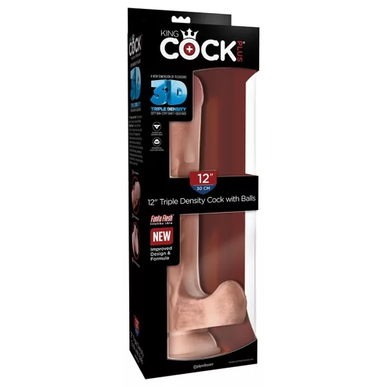 King Cock – Plus Triple Density 12" tapadótalpas dildó herékkel (30 cm)