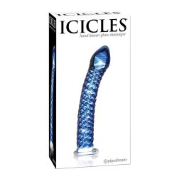 Icicles sűrűn redőzött, enyhén hajlított üveg dildó