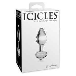 Icicles kisméretű anál dildó üvegből, csúcsos talprésszel (áttetsző)