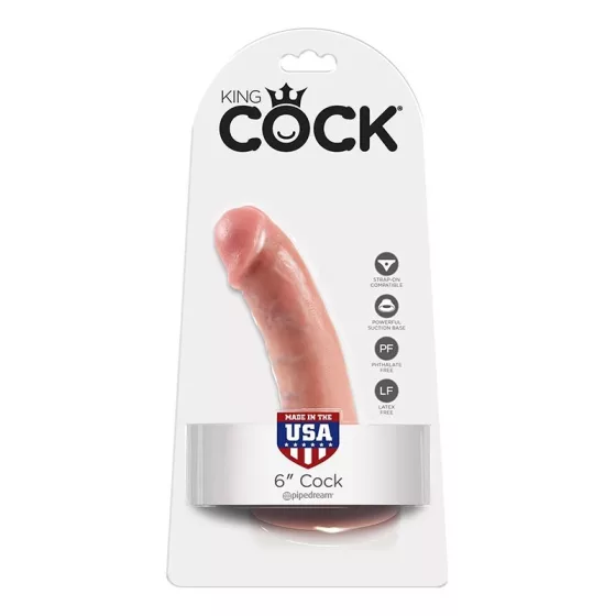 King Cock – 6" dildó (15 cm, világos bőrszín)