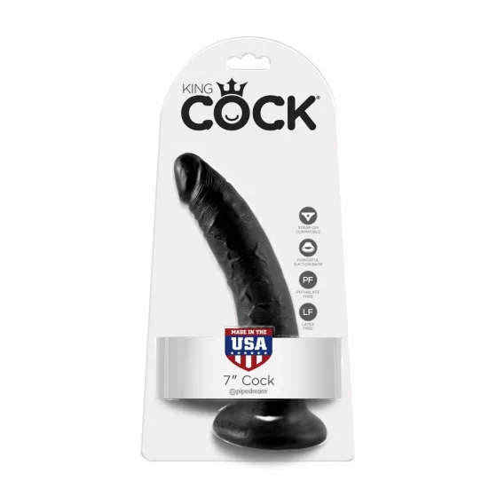 King Cock – 7" dildó (18 cm, fekete)