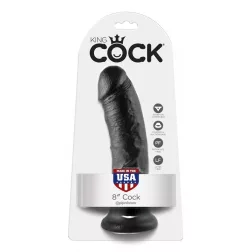 King Cock – 8" dildó (20 cm, fekete)