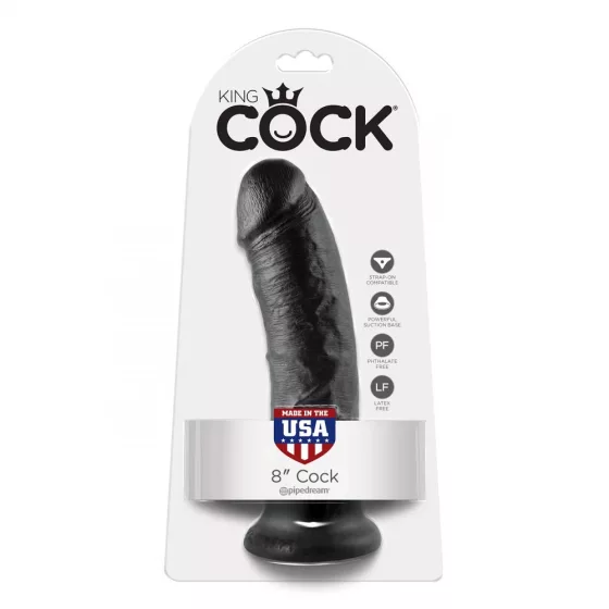 King Cock – 8" dildó (20 cm, fekete)