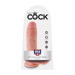   King Cock – 8" dildó herékkel (20 cm, világos bőrszín)