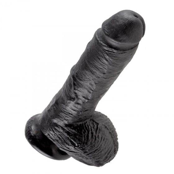 King Cock 8" dildó, herékkel (20 cm - fekete)