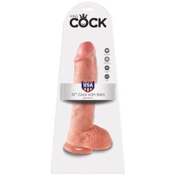   King Cock 10" dildó, herékkel (25 cm - világos bőrszín)