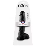 King Cock – 10" dildó herékkel (25 cm, fekete)