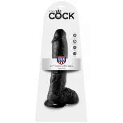 King Cock – 10" dildó herékkel (25 cm, fekete)