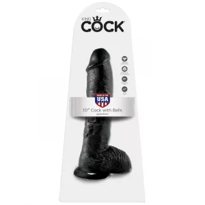 King Cock – 10" dildó herékkel (25 cm, fekete)