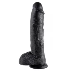 King Cock – 10" dildó herékkel (25 cm, fekete)