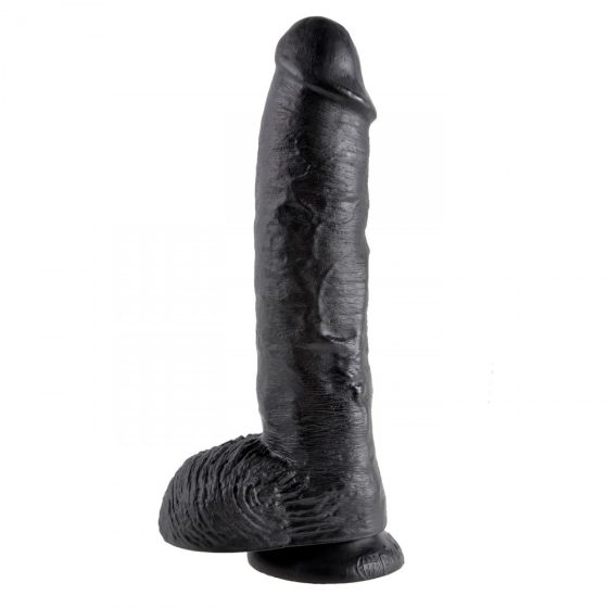 King Cock 10" dildó, herékkel (25 cm - fekete)