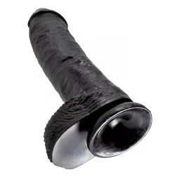King Cock – 10" dildó herékkel (25 cm, fekete)