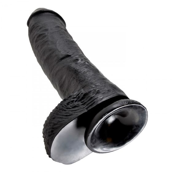 King Cock 10" dildó, herékkel (25 cm - fekete)