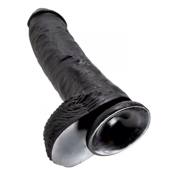 King Cock – 10" dildó herékkel (25 cm, fekete)