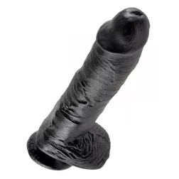 King Cock – 10" dildó herékkel (25 cm, fekete)