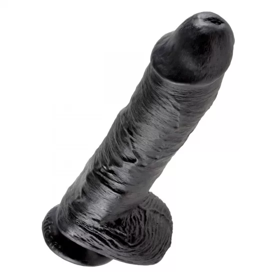 King Cock – 10" dildó herékkel (25 cm, fekete)