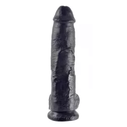 King Cock – 10" dildó herékkel (25 cm, fekete)